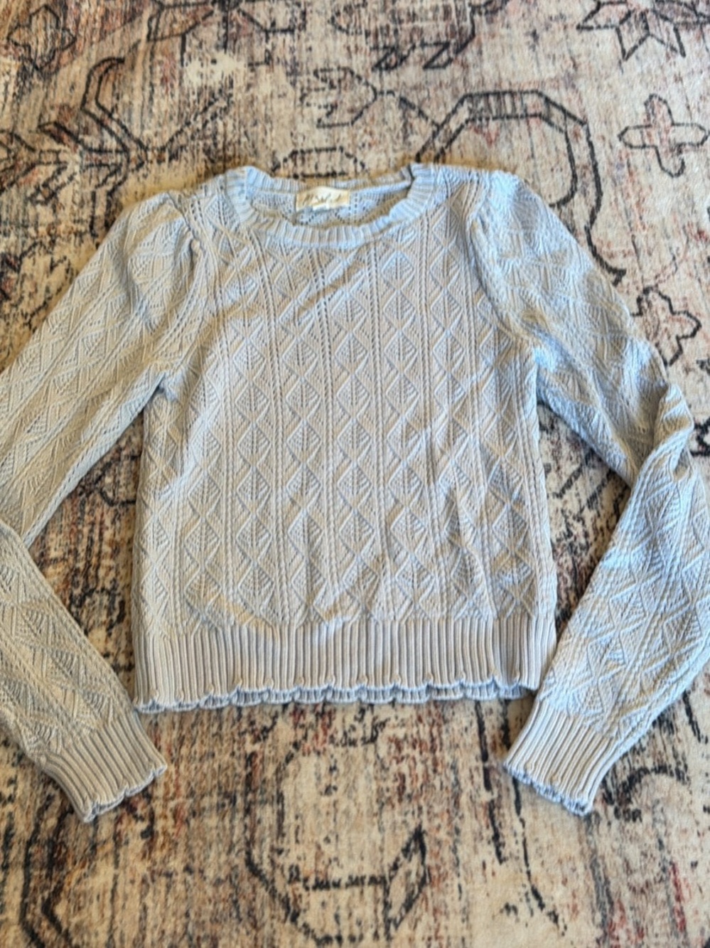 Marled Blue Scalloped Sweater XS